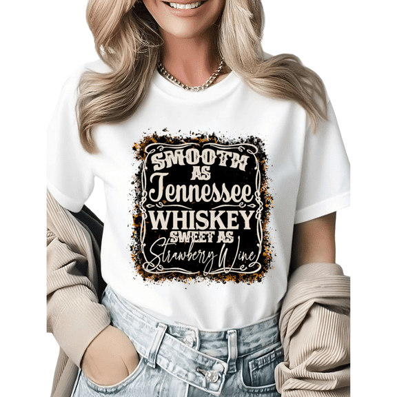 UNISHE Country Music Lyrics Womens Print Tshirt Graphic Tees White/Black S-5XL Tops