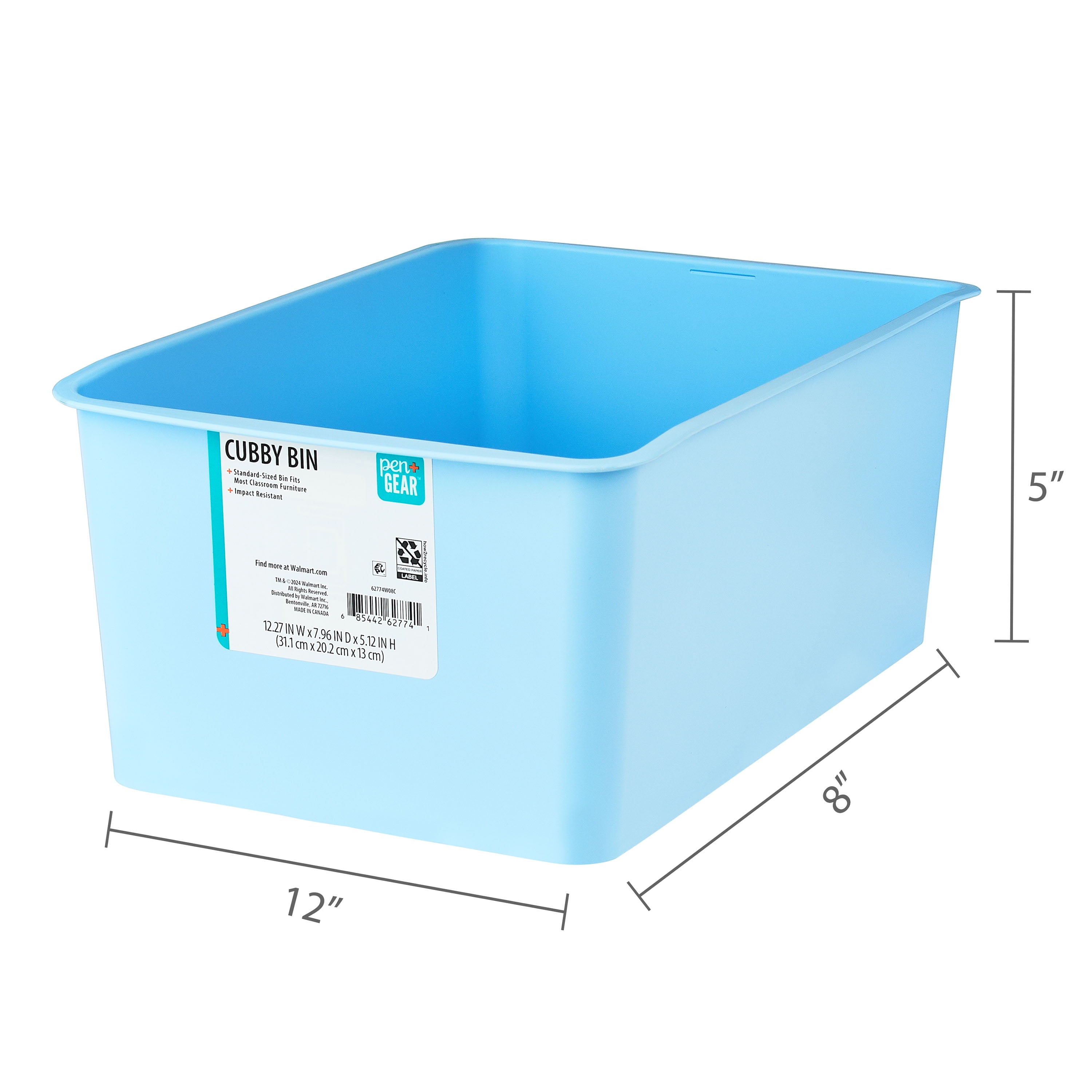 Pen+Gear Small Plastic Desktop Organizer Cubby Bin, Sky Blue, 8-Pack