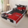 thumbnail image 2 of Erosebridal Industrial Paint Mark Zipper Full Size Comforter Sets with Fitted Sheet and 2 Pillowcases,Distressed Streak Print Zipper Bedding Set,Scarlet White Black,Black Reversible, 2 of 6