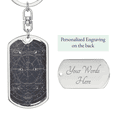 thumbnail image 2 of Celestial Galaxy Grey Stainless Steel or 18k Gold Premium Swivel Dog Tag Keychain, 2 of 16