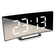 Large Screen LED Mirror Clock Silent Alarm Clock Desk Home Decoration Power Saving Data Storage Clock