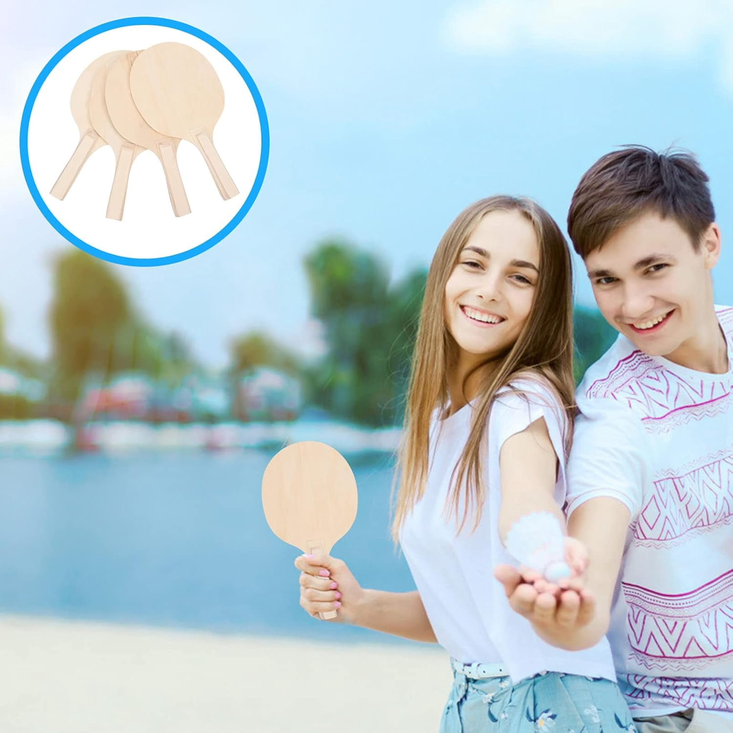 BESPORTBLE 4pcs Table Tennis Rackets DIY Blank Wood Paddles Padded Grips Sport Game