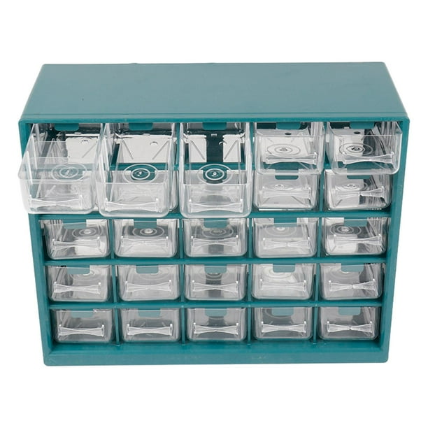 Organizador de herramientas pequeñas, contenedor de tuercas y pernos, 25 compartimentos para cuentas y maquillaje. Verde oscuro