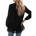 thumbnail image 1 of Qarigey Camisa de mujer con cuello en V con volantes Blusa de encaje casual de manga larga con cuello en V Prendas para la parte del cuerpo Negro XL, 1 of 6