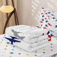 thumbnail image 2 of Erosebridal Minimalist Airplane Silhouette Zipper Queen Comforter Set with Fitted Sheet and 2 Pillowcases for Boys Men, Plane Trail Zipper Bedding Set, Polkadot Reversible, 4-Piece, 2 of 4