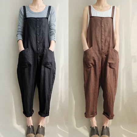 Oversized Women Loose Strap Jumpsuit Casual Dungaree Trousers Overall Pant