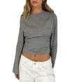 thumbnail image 2 of Wowcloth Women's Striped Bell Sleeve Knit Top, Round Neck with Cinched Waist for Casual and Daily Wear, 2 of 7