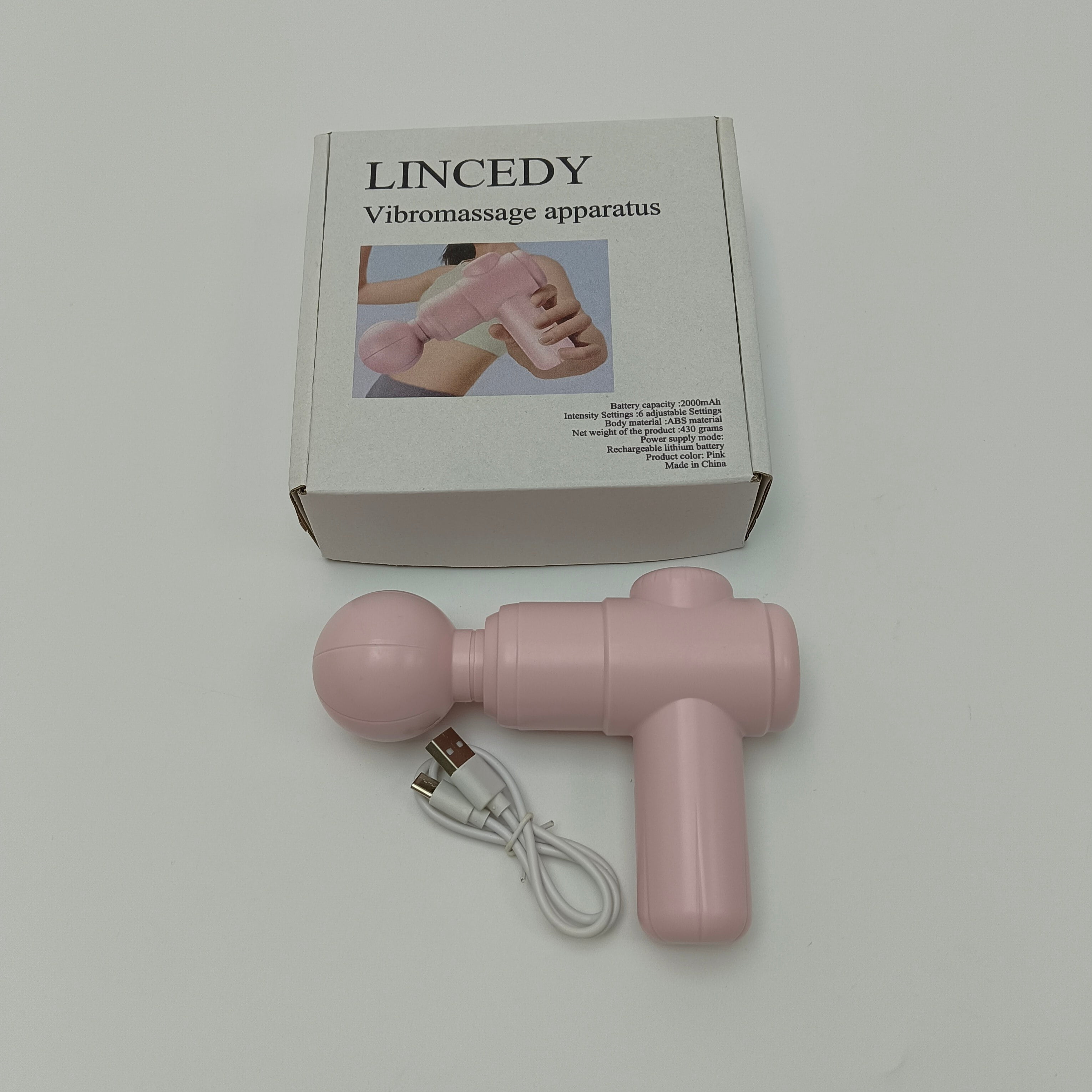 LINCEDY Vibromassage apparatus Pink Handheld Muscle Massage Gun with 6 Intensity Levels
