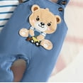 thumbnail image 5 of Kiijoy Infant Boys Outfits Striped Long Sleeve Romper Cartoon Bear Suspender Pants Hat 3Pcs Set, Sizes 6-12M, 5 of 6