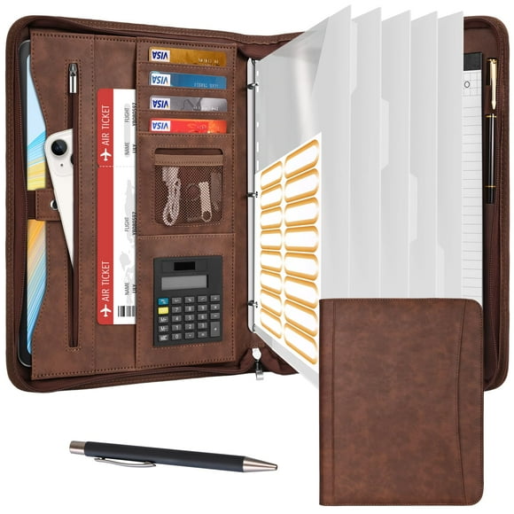 Carpeta Portfolio Organizer Eshow de piel sintética con cierre, 33 x 26 x 2 cm