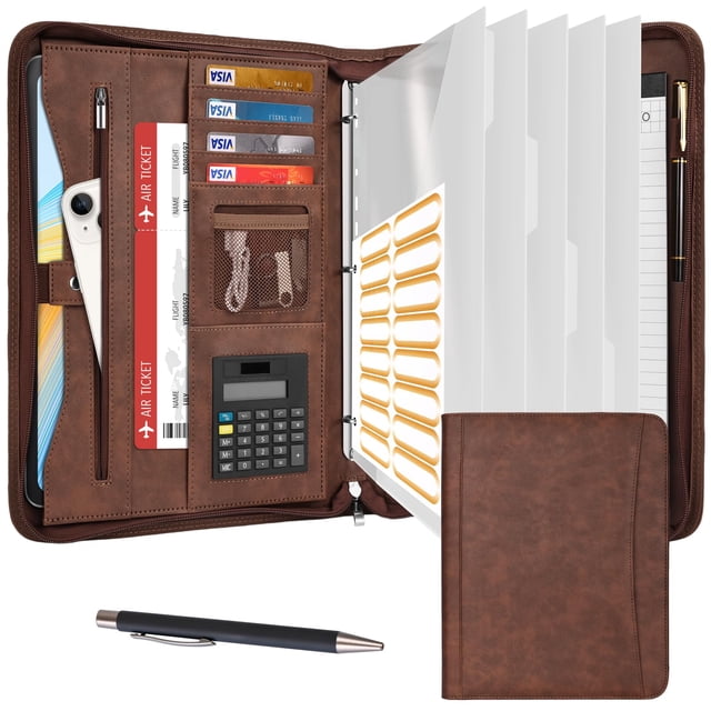 Carpeta Portfolio Organizer Eshow de piel sintética con cierre, 33 x 26 x 2 cm