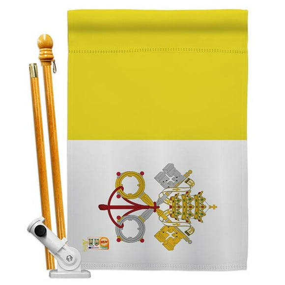 Americana Home & Garden AA-CY-HS-140251-IP-BO-D-US18-AG 28 x 40 in. Vatican City Flags of the World Nationality Impressions Decorative Vertical Double Sided House Flag Set & Pole Bracket Hardware Flag