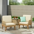 thumbnail image 2 of Noble House Outdoor Dining Chair - Acacia Wood - Set of 2 - with Cushions - Light Brown and Beige, 2 of 8