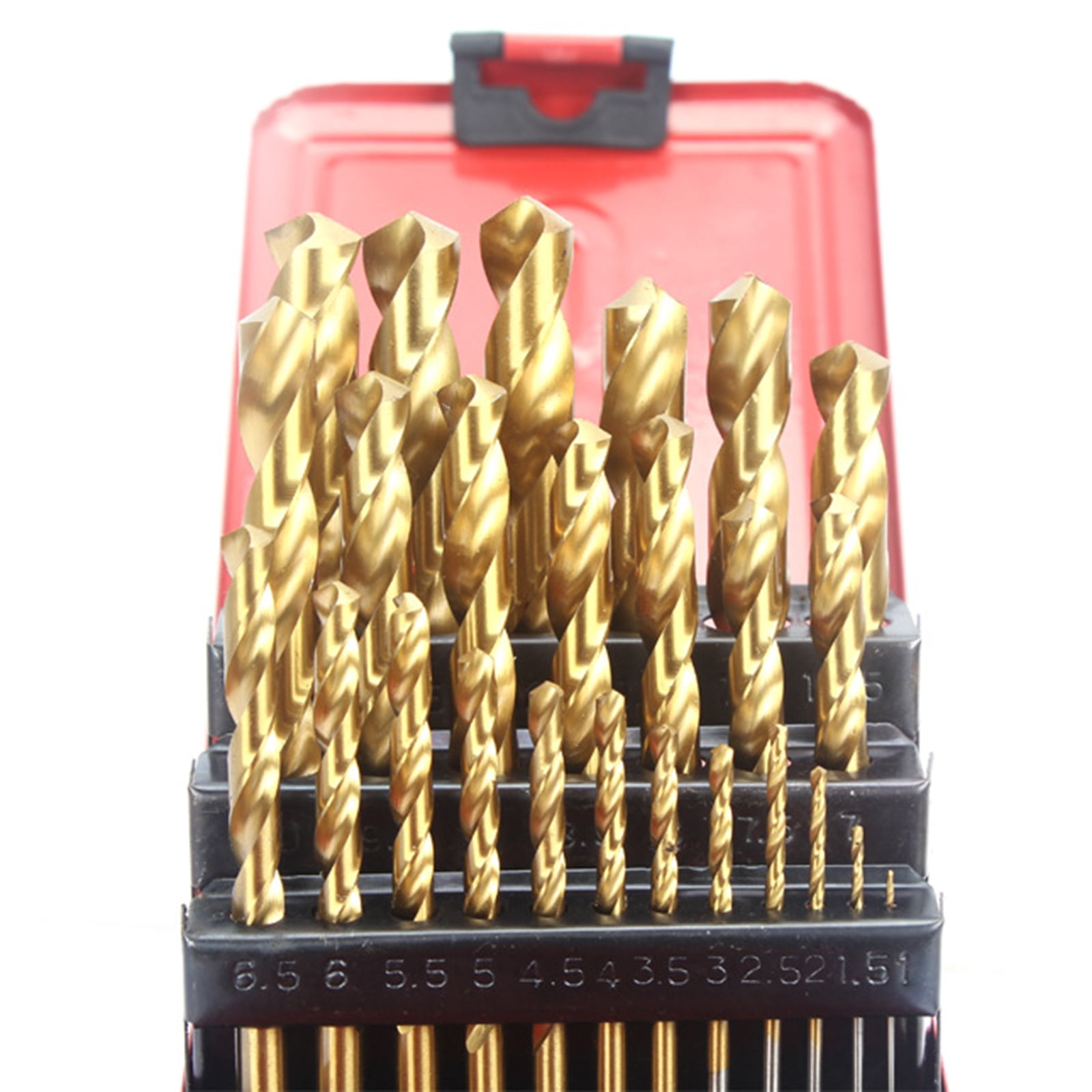 UNTERING Twist Drill 25Pcs Titanium Twist Drill Bit Set High Speed Steel Drill Bits with Storage Box for Steel Plastic Metal Copper Aluminum
