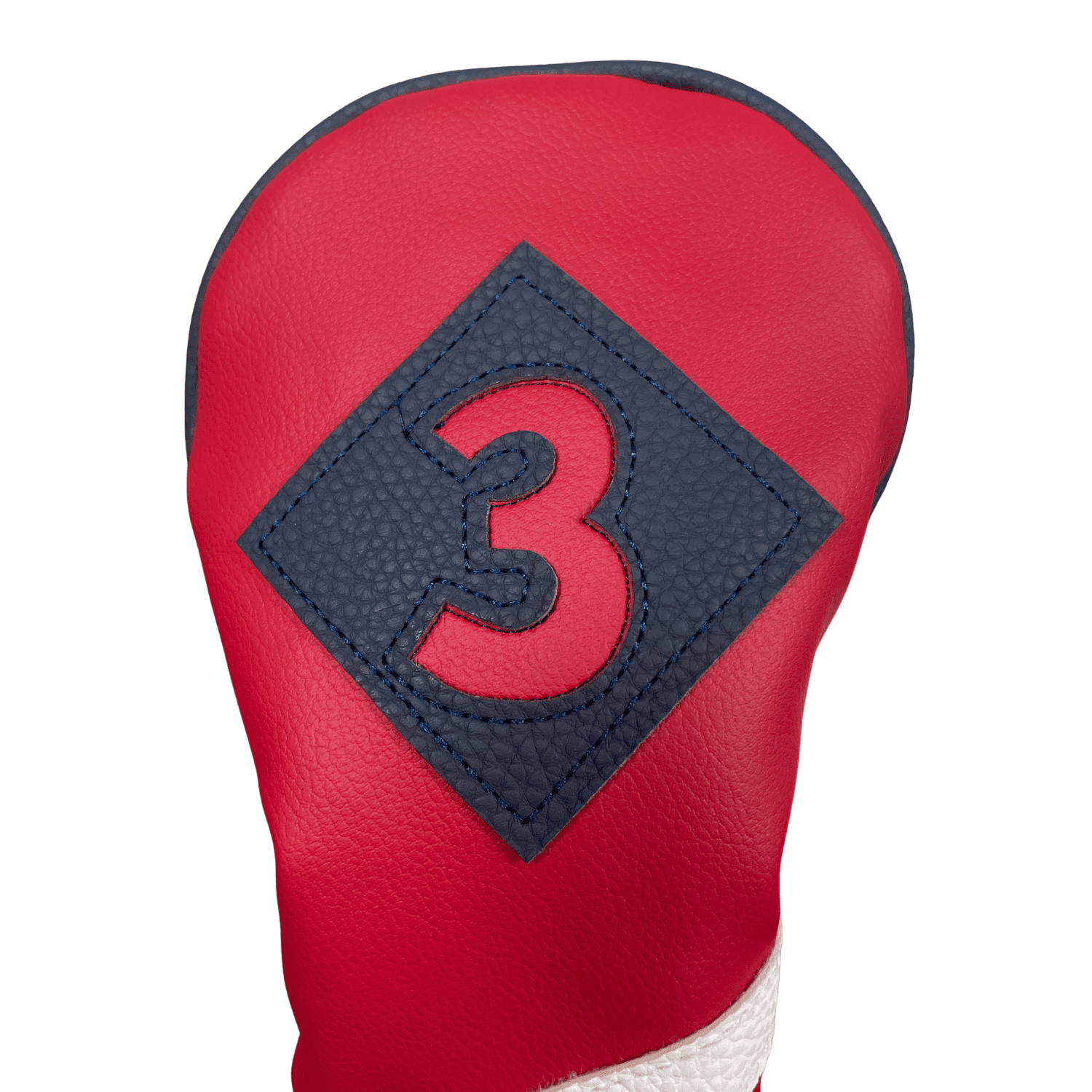 Majek Retro Golf Headcovers Red with White and Blue Stripe Vintage Leather Style 1 3 H Driver Fairway Wood and Hybrid Head Cover Classic Look