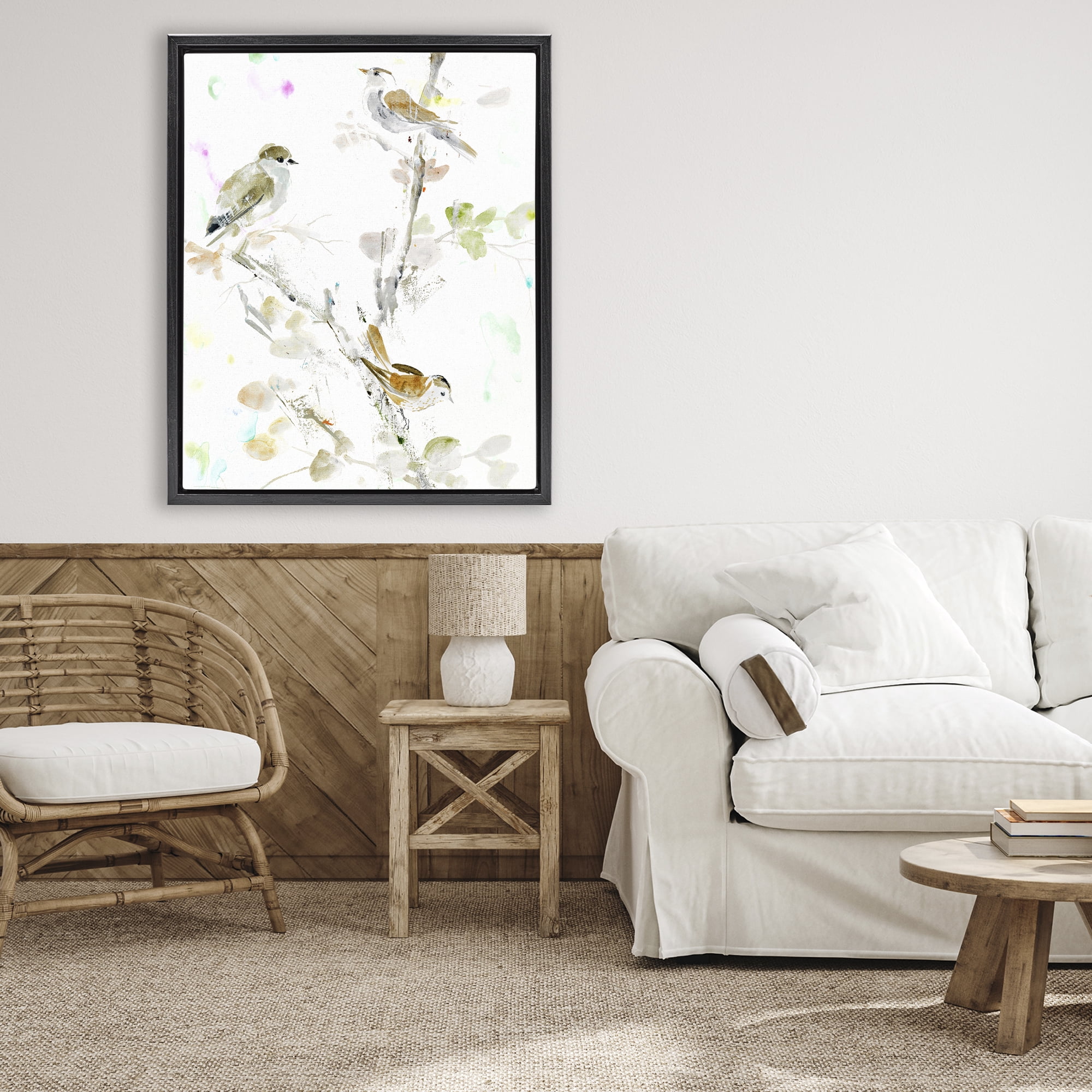 Stupell Industries Delicate Feathers Trio Black Framed Floater Canvas Wall Art, design by Lorenzo Collective