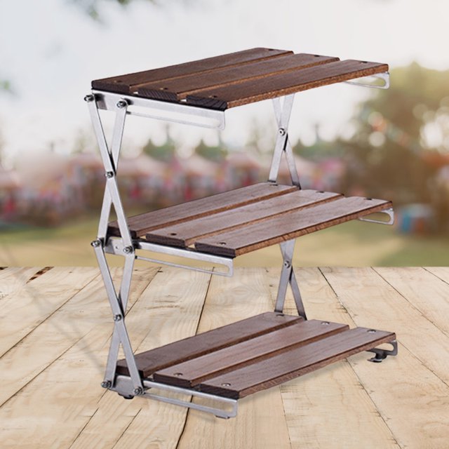 Estante de almacenamiento de tres niveles, organizador, mesa de estante plegable para Camping, Picnic, barbacoa JShteea El nuevo