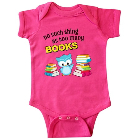 

Inktastic No Such Thing as Too Many Books with Cute Owl Gift Baby Boy or Baby Girl Bodysuit