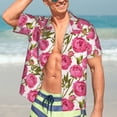 thumbnail image 5 of Lsque Rose Flowers pattern Hawaiian Shirt for Men, Unisex Summer Beach Casual Short Sleeve Button Down Shirts-3X-Large, 5 of 9