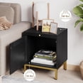 thumbnail image 6 of Homhougo Rattan Night Stand, Modern Farmhouse Pattern Side Table, End Table with Tray, Sofa Table with Storage Shelf for Entryway, Bedroom, Living Room, Black, 6 of 6