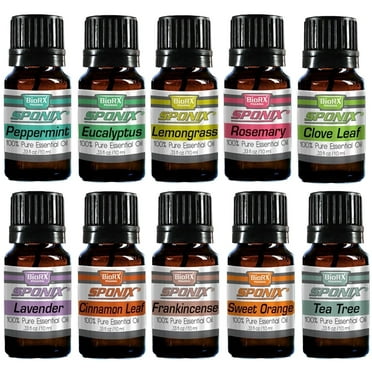 Prevenage Essential Oil Gift Set of 10 Aromatherapy - Cinnamon Leaf Clove Leaf Eucalyptus Frankincense Peppermint Lavender Lemongrass Rosemary Sweet Orange Tea Tree - Made with 100% Pure 10 ml x 10
