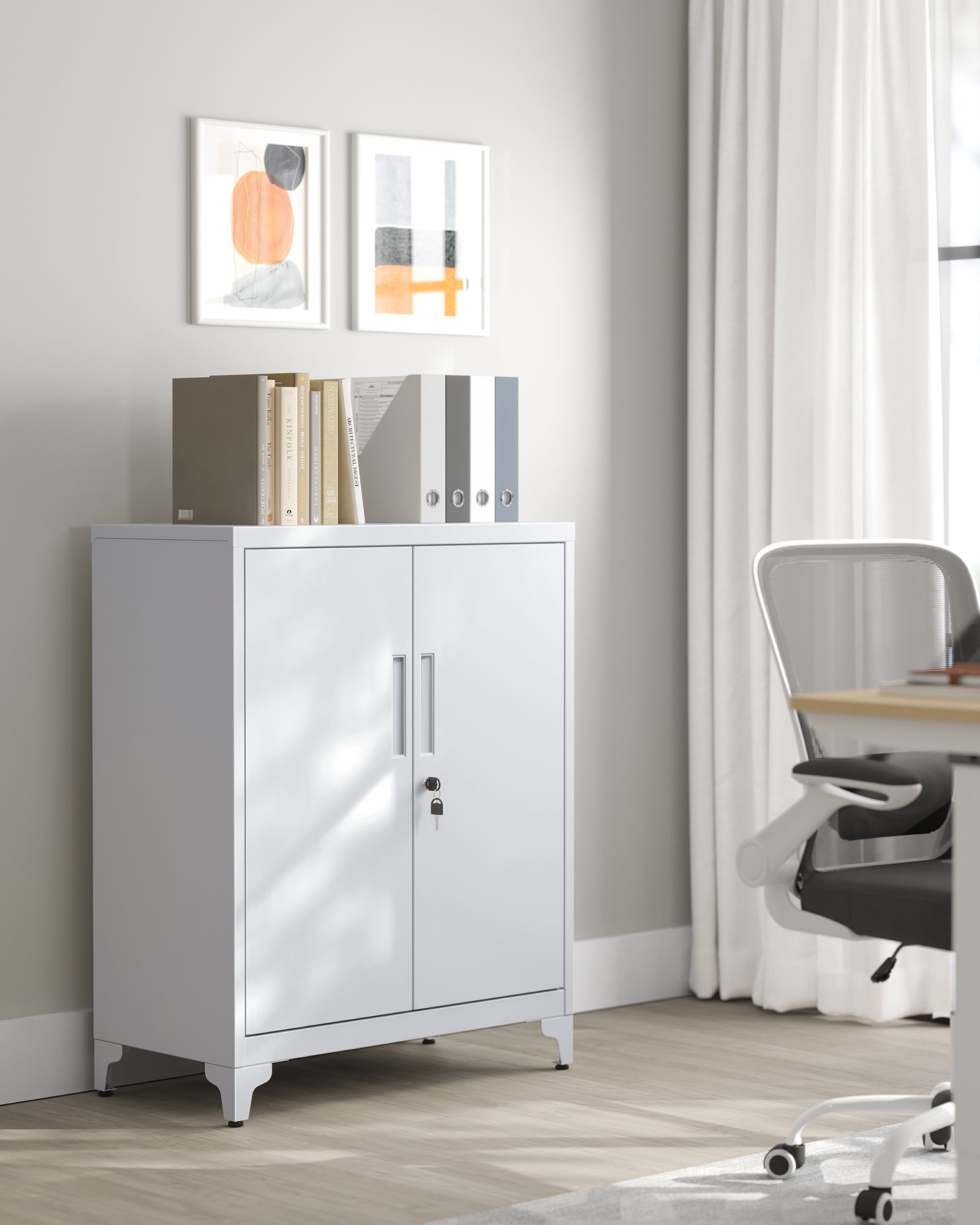 SONGMICS Garage Cabinet, Metal Storage Cabinet with Doors and Shelves, Office Cabinet for Home Office, Garage and Utility Room