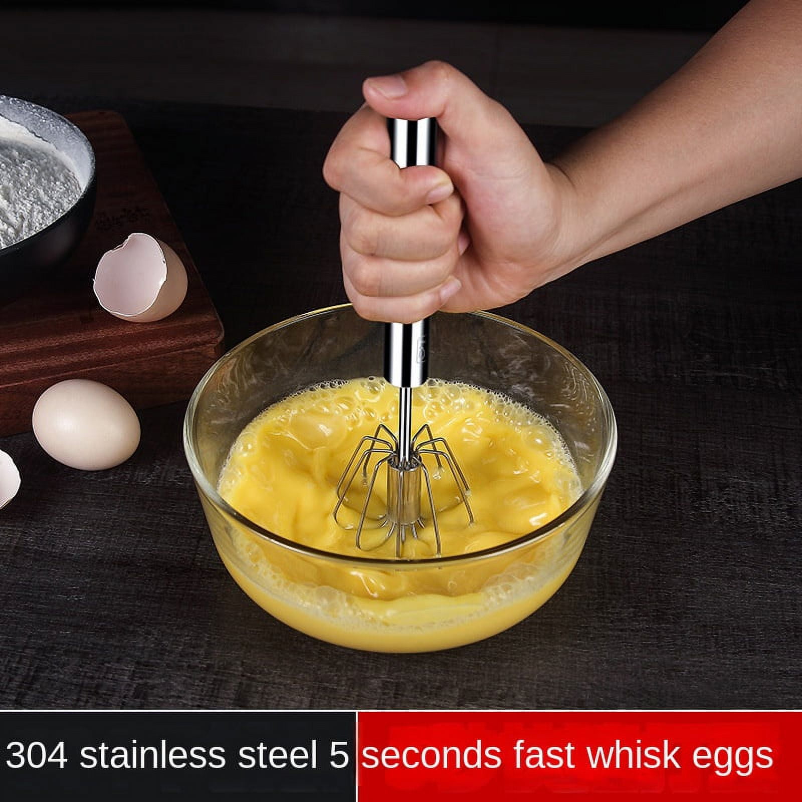  JLiup Egg Whisk,2 Pack Stainless Steel Hand Push Whisk