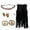 Black, variant on 4 Pcs 60s 70s Outfit For Women Hippie Halloween Cos Set Peace Sign Earring Headband Fringe Vest Tassel Cardigan