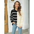 thumbnail image 2 of Womens Striped Pullover Sweater Crew Neck Long Sleeve Knitted Color Block Casual Loose Lightweight Sweaters for Women, 2 of 10