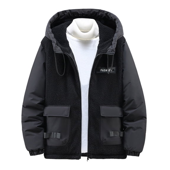 Men's Winter Thickened Colour Blocking Warm With Pockets Casual Style Coat Jacket
