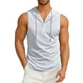 thumbnail image 5 of Sale of The Day Prime Today BiZtdJrK Slim Tunic for Man Sleeveless Track Gym Hooded Tank Tops Solid Casual Button Henley Shirts 2025 Bodybuilding Muscle Fit Vest Shirt White XL, 5 of 8