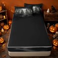 thumbnail image 4 of Erosebridal Halloween Dancing Witches Zipper Full Size Comforter Sets with Fitted Sheet and 2 Pillowcases, Spooky Moonlit Jungle Zipper Bedding Set for Boys Girls, Black Gray, Black Reversible, 4 of 7