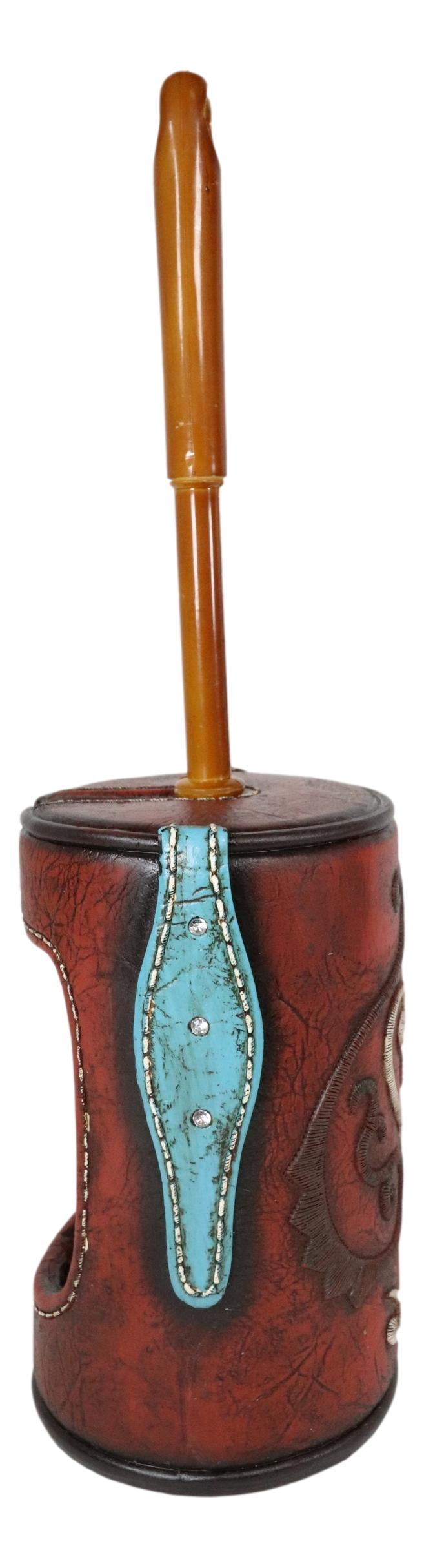 Western Cowgirl Red Love Heart Scrollwork Lace Toilet Brush Scrub And Base Set