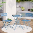 thumbnail image 6 of LAUSAINT HOME 3-Piece Outdoor Folding Bistro Set, Outdoor Furniture Set with Premium Frame for Balcony, Garden, Blue, 6 of 8
