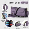 thumbnail image 3 of Allytechgroup iPhone 12 Mini Wallet Case with Shoulder Strap, Strap Wrist, Zipper Pocket, Cards Slots, RFID Blocking Shockproof Bumper Mini Carring Bag Phone Case for Apple iPhone 12 Mini,Purple, 3 of 9