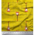 thumbnail image 1 of Soimoi Yellow Poly Georgette Fabric Notes & Guitar Musical Instrument Print Sewing Fabric Yard 52 Inch Wide, 1 of 1