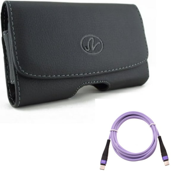 Case Belt Clip w Purple 10ft PD Cable for Samsung Galaxy S20 Fan Edition - Leather Swivel Holster Loops, Type-C to USB-C Fast Charger Cord Extra Long Power fits Galaxy S20 FE (Fan Edition)