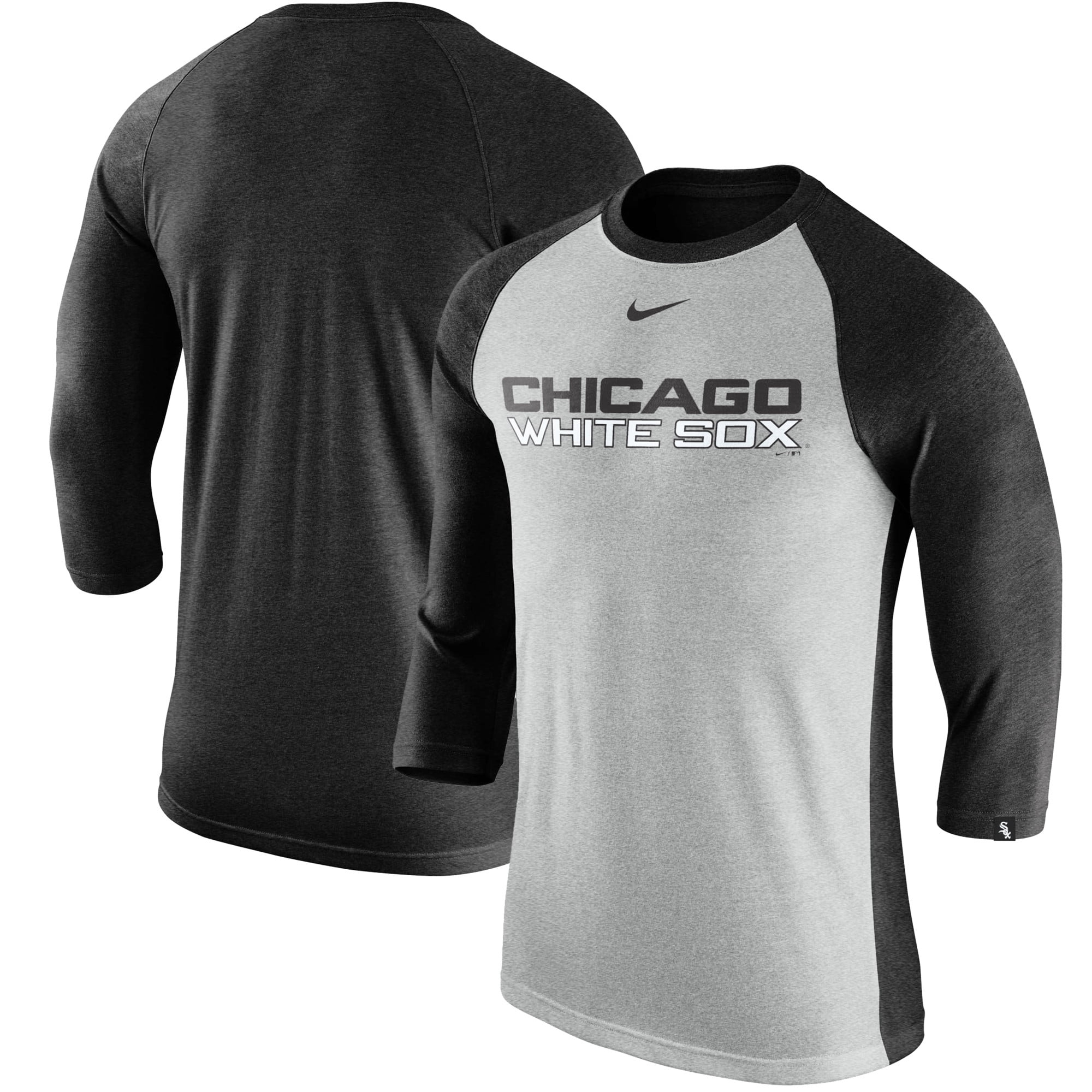 Chicago White Sox Nike Wordmark Tri-Blend Raglan 3/4-Sleeve T-Shirt ...