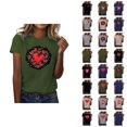 thumbnail image 1 of T-shirts de la Saint-Valentin pour Femmes 2026 à la Mode Manches Courtes Col Rond avec Cœur Graphique, 1 of 4