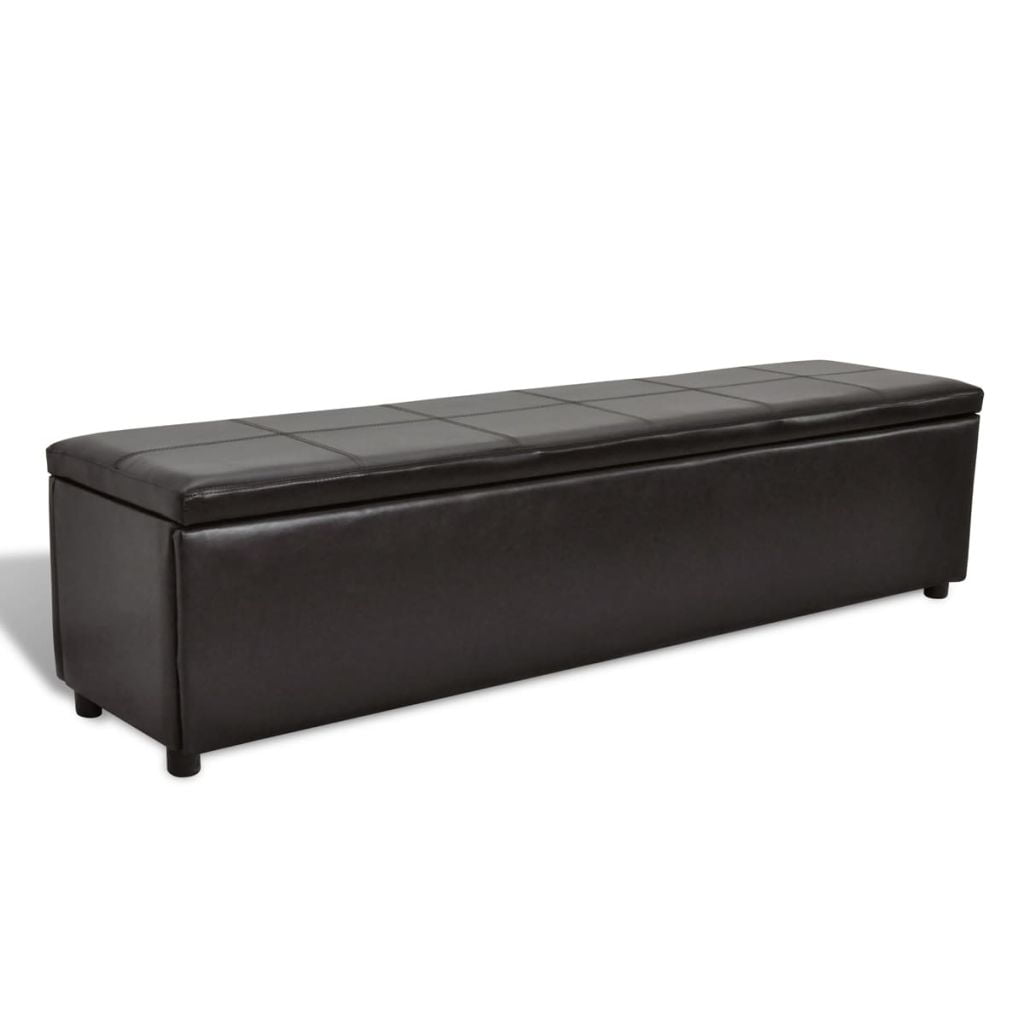 Kepooman Leather Storage Chest with Wooden Feet for Bedroom, Brown Kepooman Leather Storage Chest with Wooden Feet for Bedroom, Brown