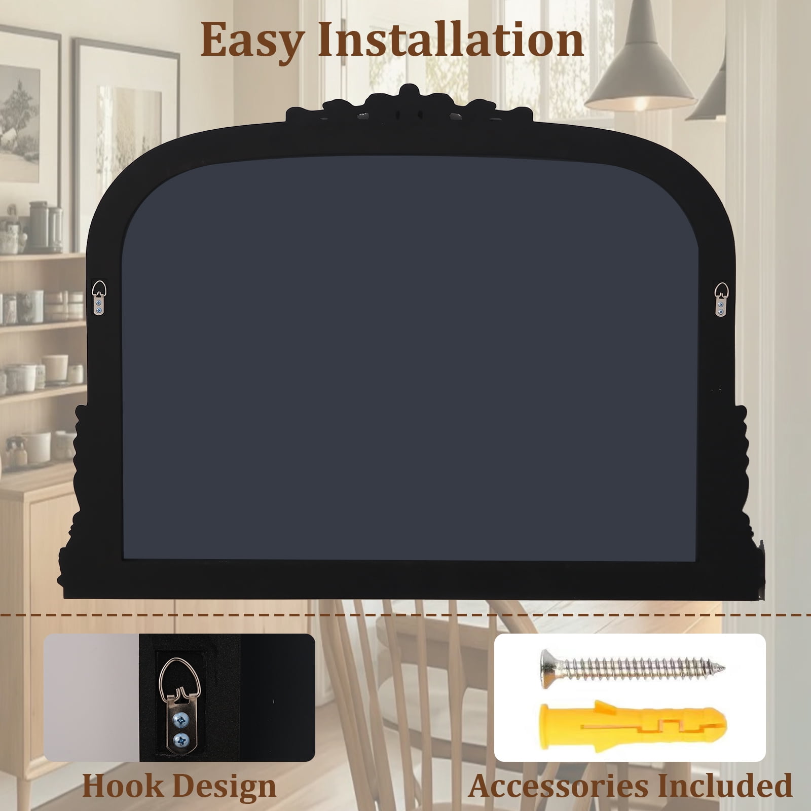 Clarvion 36"x27" Vintage Bathroom Mirror Arched Decorative Wall Mirror, Antique Bronze