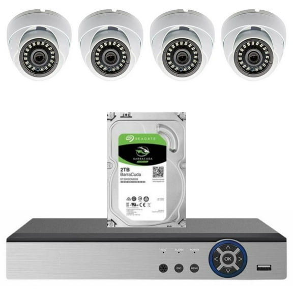 Evertech 8 Channel 2TB Surveillance Camera System  with (4) 1080P HD Indoor Outdoor CCTV Dome Security Cameras