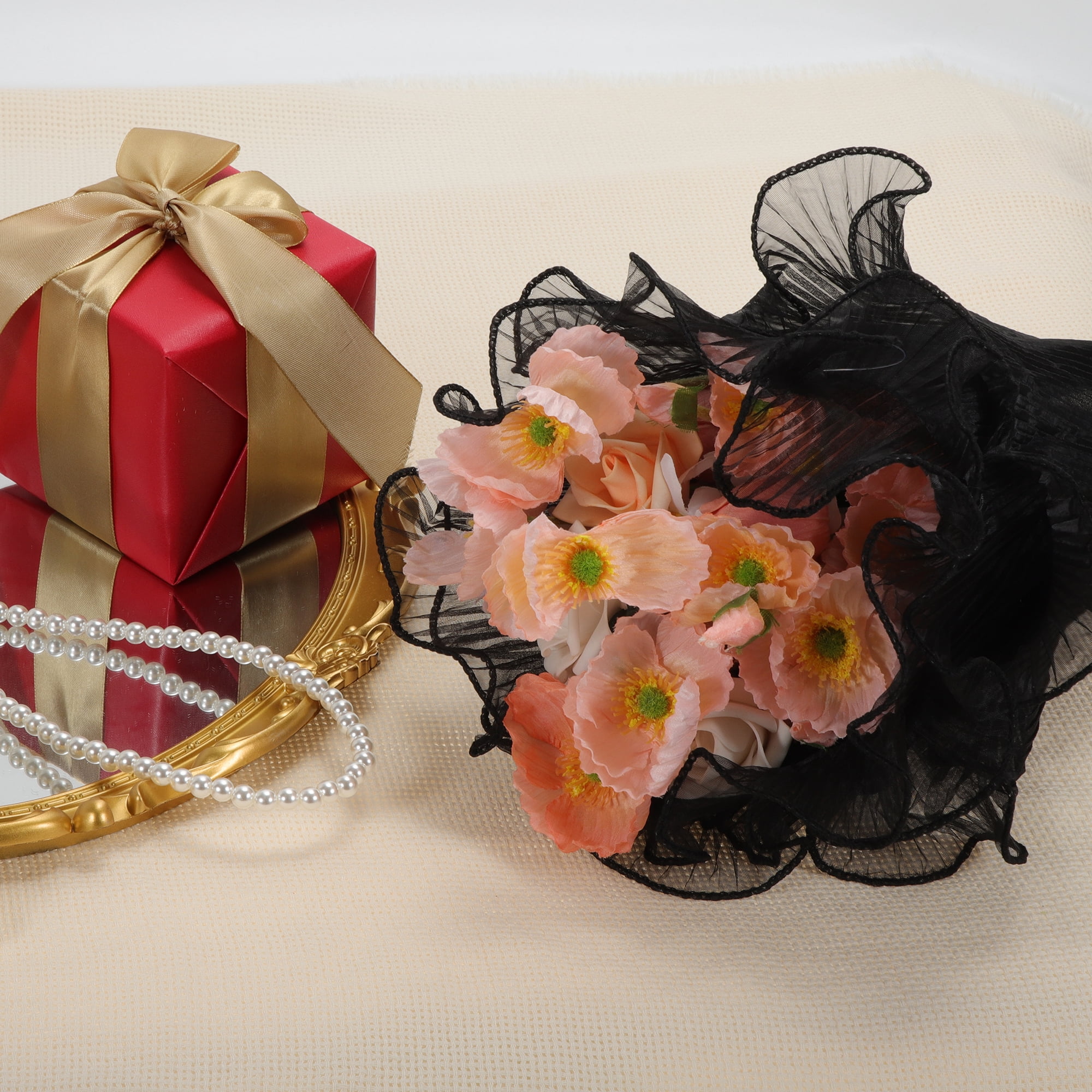 Unique Bargains Translucent Flower Wrap Paper for All Occasions 1 Pc Black