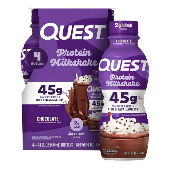 Quest Nutrition, 45g High Protein Chocolate Flavored Milkshake, Ready to Drink, 4 Count