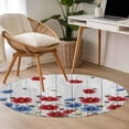 thumbnail image 4 of Red Blue Floral Round Area Rug 3Ft Washable Small Circle Rugs for Kitchen Entryway, Independence Day Flowers Grey Wooden Non-Slip Carpet Floor Mats Indoor Outdoor Carpet Runner Aesthetic Home Decor, 4 of 8