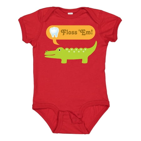 

Inktastic Funny Alligator Floss Em Tooth Gift Baby Boy or Baby Girl Bodysuit