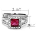 thumbnail image 3 of Silver Womens Ring Anillo Para Mujer Stainless Steel Ring with AAA Grade CZ in Ruby, 3 of 4
