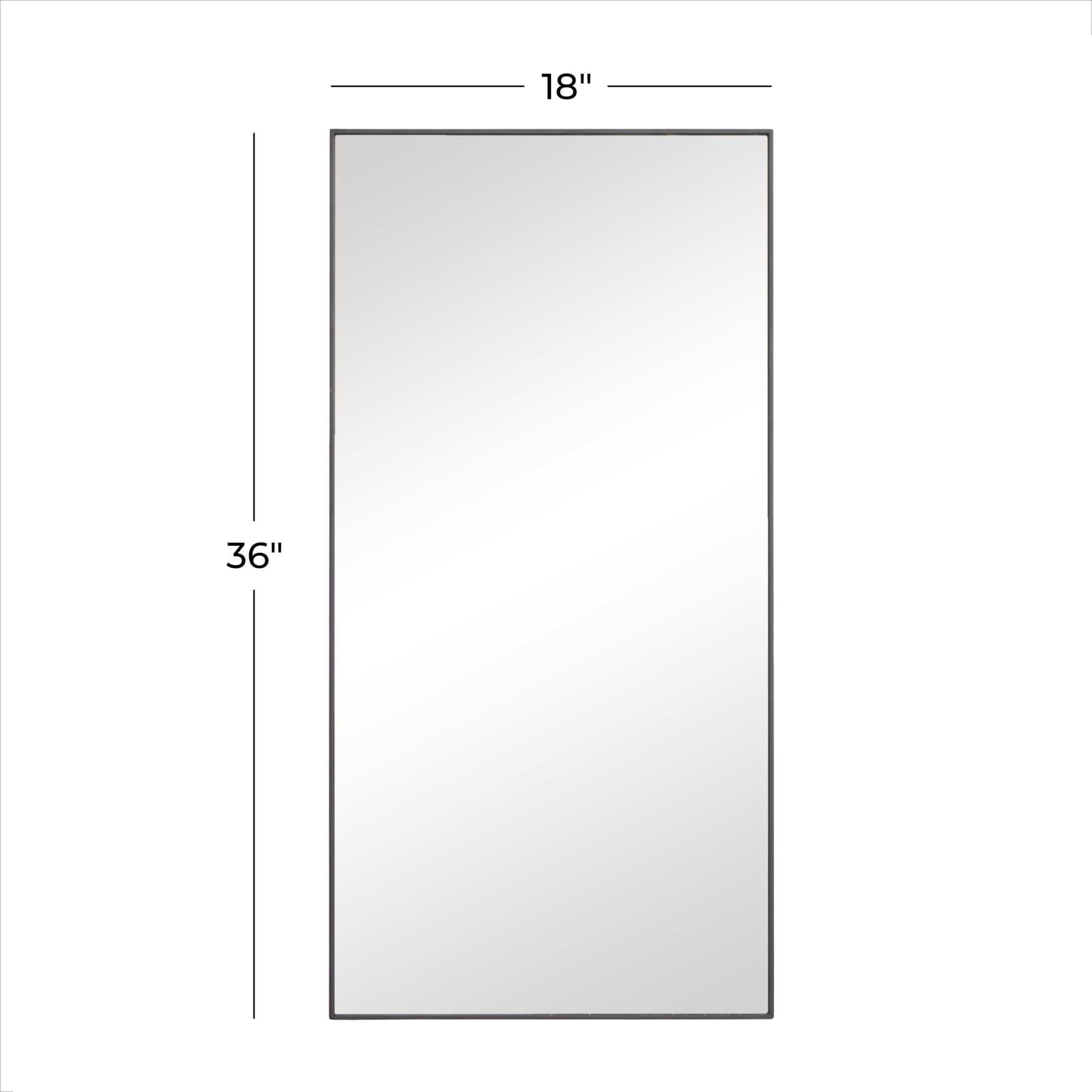 DecMode 18" x 36" Black Wall Mirror with Thin Frame
