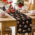 thumbnail image 2 of Christmas Table Runner Santa Claus Gifts Table Runners Snowflakes Black Cotton Linen Dresser Scarf Kitchen Dining Table Decor for Christmas Holiday Party Decor 13x72 Inch, 2 of 8
