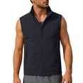 thumbnail image 3 of Men's Solid Color Sleeveless Vest Jacket Nylon Spandex Stand Up Collar Full Zip Cardigan With Multiple Pockets Lightweight Outerwear Casual Daily Travel | Zenithor,Black M, 3 of 9